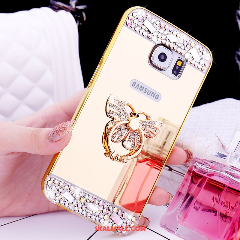 Samsung Galaxy S6 Skal Ring Rosa Guld Metall Skydd Strass Billig