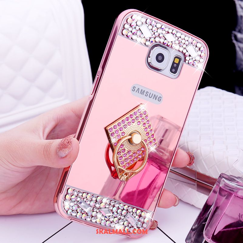 Samsung Galaxy S6 Skal Ring Rosa Guld Metall Skydd Strass Billig