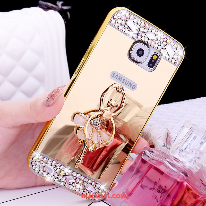 Samsung Galaxy S6 Skal Ring Rosa Guld Metall Skydd Strass Billig