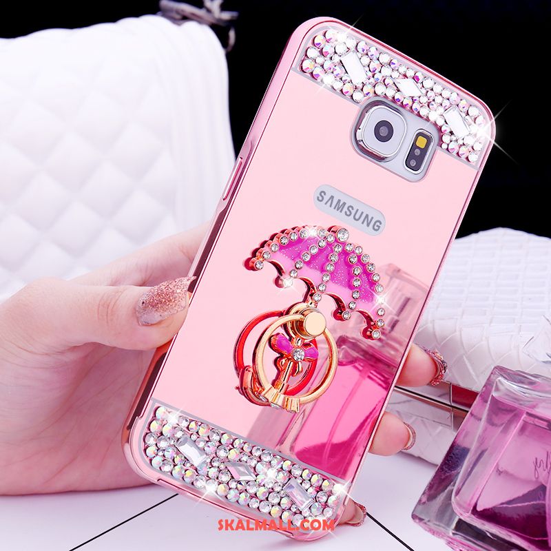 Samsung Galaxy S6 Skal Ring Rosa Guld Metall Skydd Strass Billig