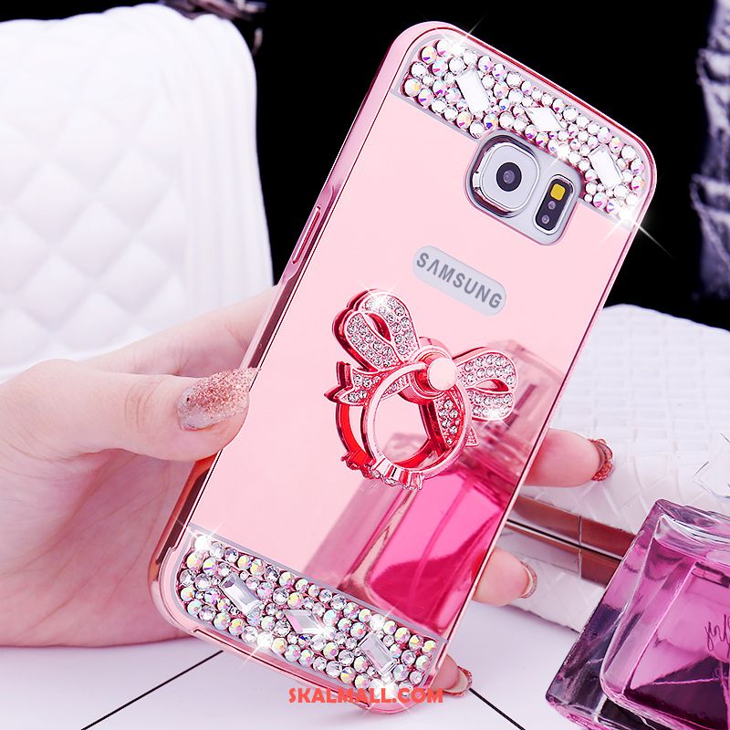 Samsung Galaxy S6 Skal Ring Rosa Guld Metall Skydd Strass Billig