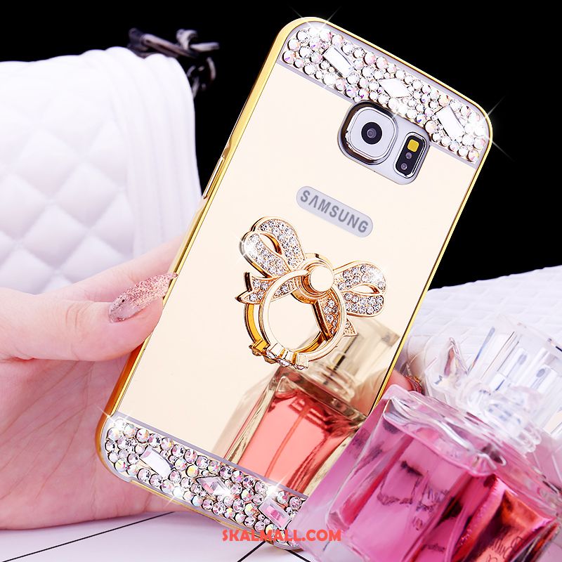 Samsung Galaxy S6 Skal Ring Rosa Guld Metall Skydd Strass Billig