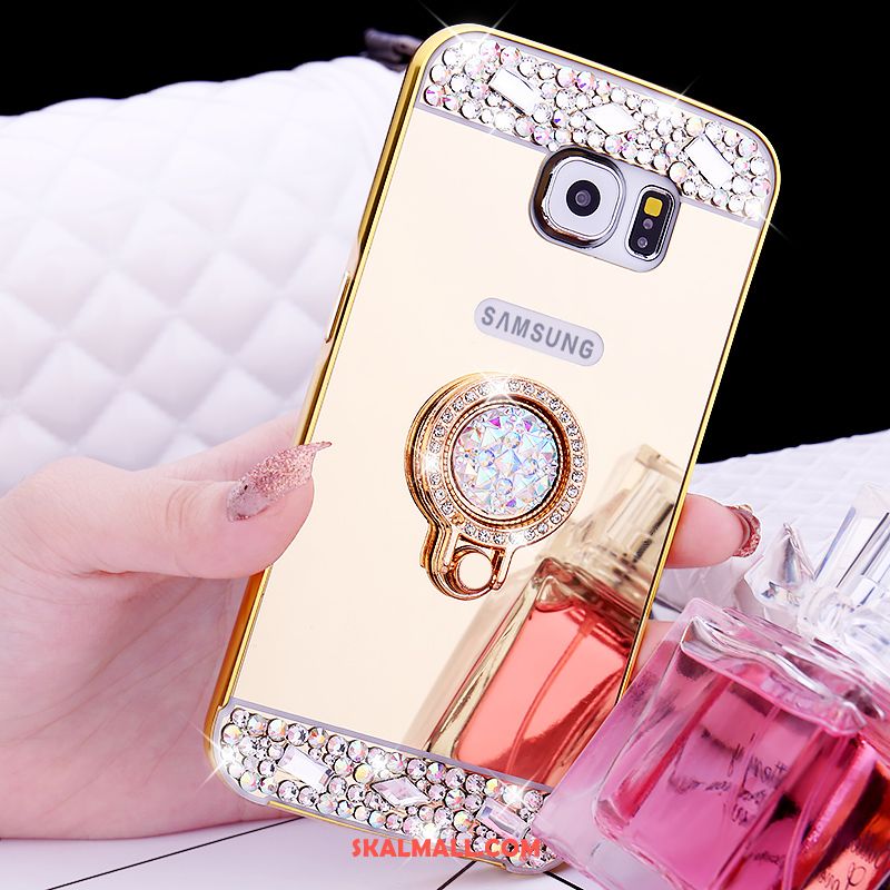 Samsung Galaxy S6 Skal Ring Rosa Guld Metall Skydd Strass Billig