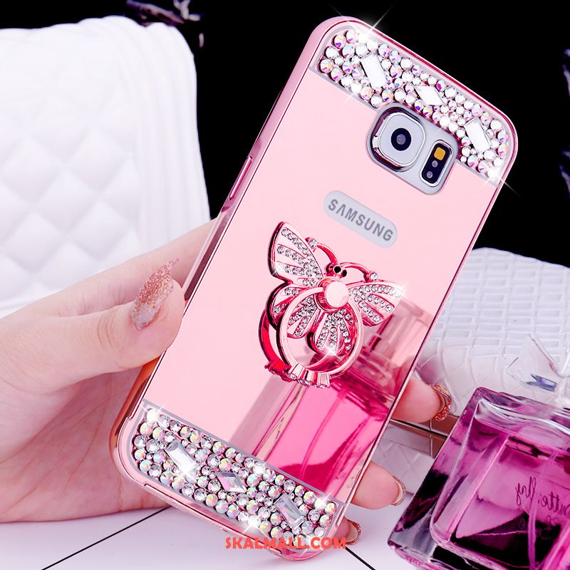 Samsung Galaxy S6 Skal Ring Rosa Guld Metall Skydd Strass Billig