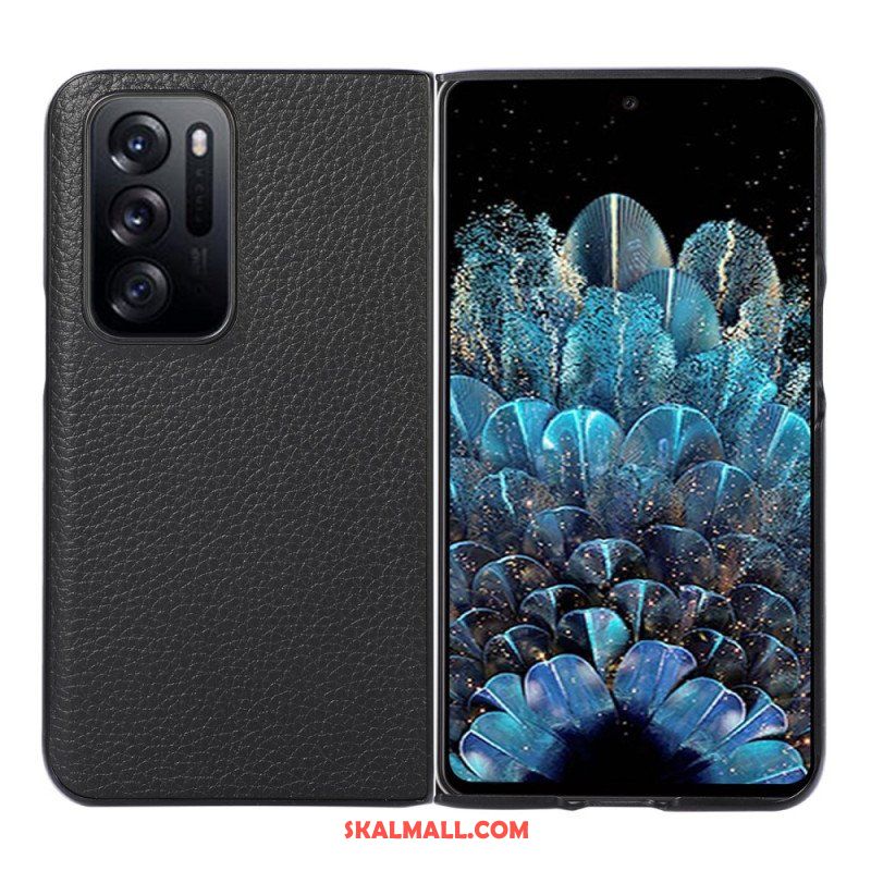 Skal Oppo Find N Lychee-design I Äkta Läder