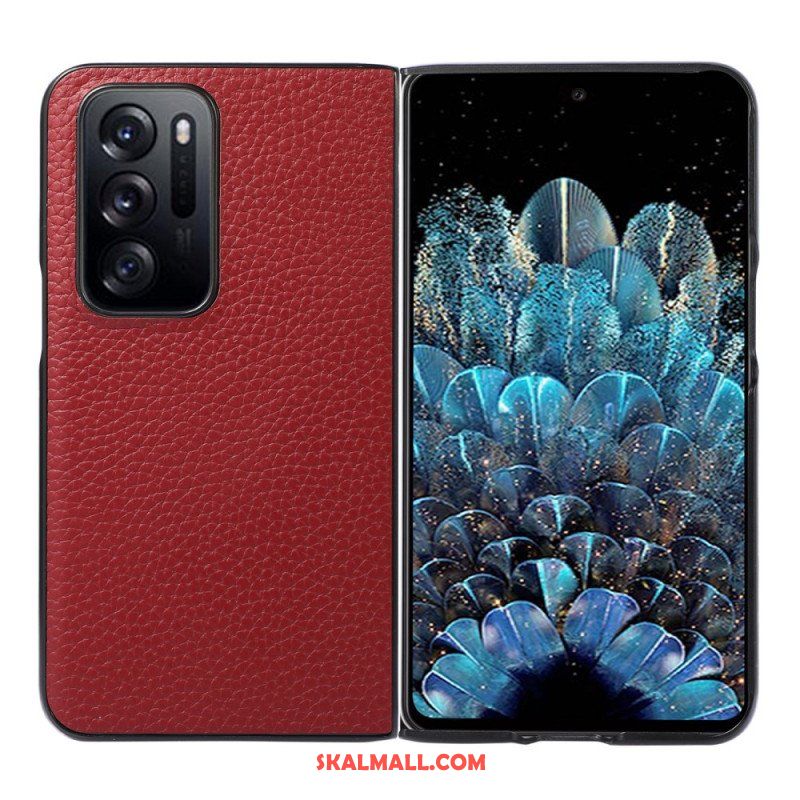 Skal Oppo Find N Lychee-design I Äkta Läder