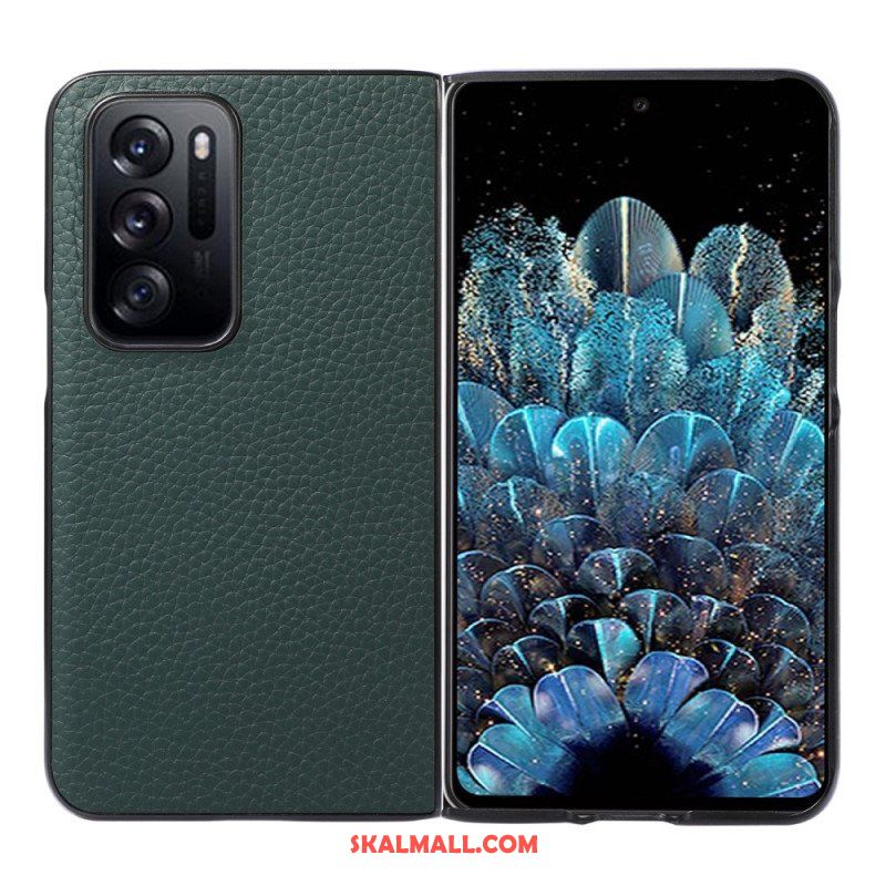 Skal Oppo Find N Lychee-design I Äkta Läder