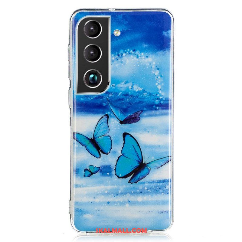 Skal Samsung Galaxy S22 5G Fluorescerande Blå Fjärilar
