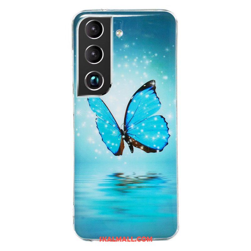 Skal Samsung Galaxy S22 Plus 5G Fluorescerande Blå Fjärilar