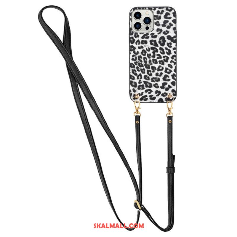 Skal iPhone 14 Pro Leopard Med Axelrem