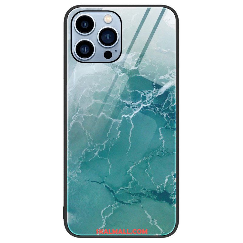 Skal iPhone 14 Pro Marmorfärger Härdat Glas