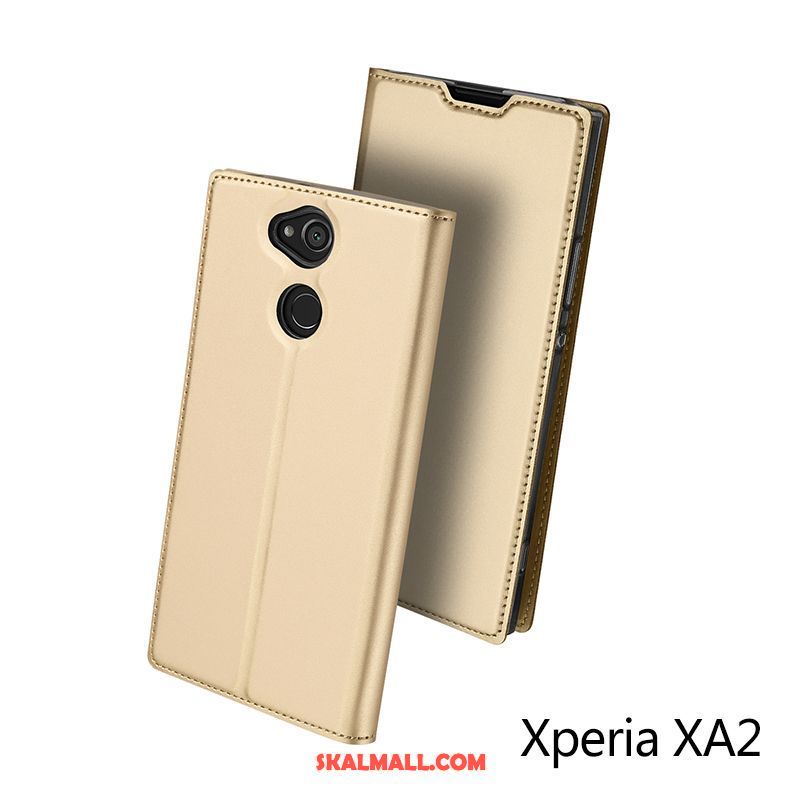 Sony Xperia Xa2 Skal Guld Läderfodral Skydd Trend Fallskydd Till Salu