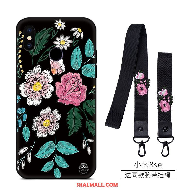 Xiaomi Mi 8 Se Skal Svart Retro Kreativa Liten Blommor Online