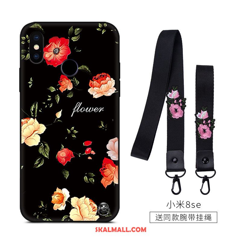 Xiaomi Mi 8 Se Skal Svart Retro Kreativa Liten Blommor Online