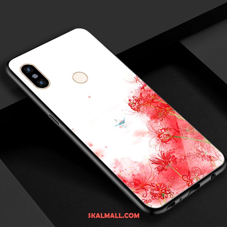 Xiaomi Mi 8 Skal Härdat Glas Mobil Telefon Kreativa Röd Blommor Fodral Köpa