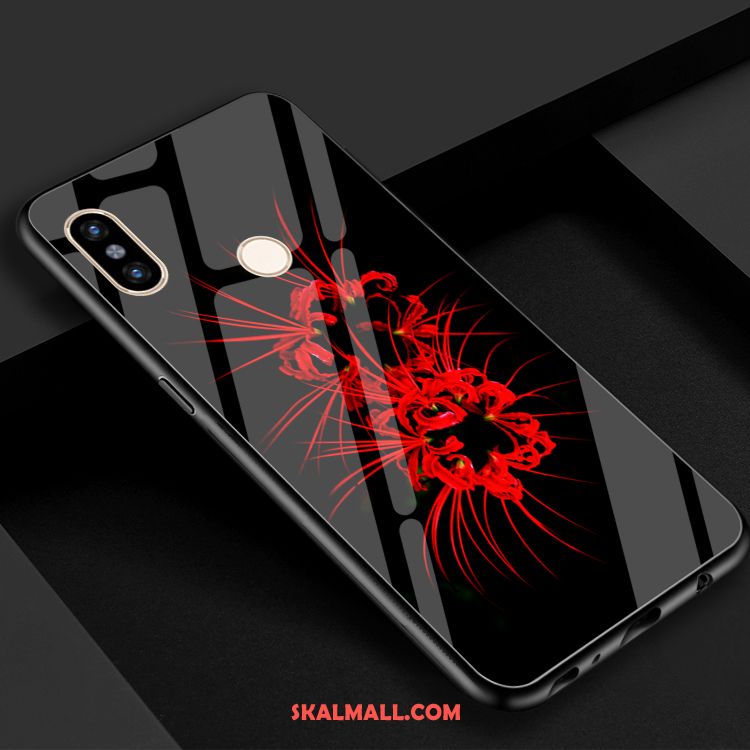 Xiaomi Mi 8 Skal Härdat Glas Mobil Telefon Kreativa Röd Blommor Fodral Köpa