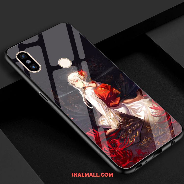 Xiaomi Mi 8 Skal Härdat Glas Mobil Telefon Kreativa Röd Blommor Fodral Köpa