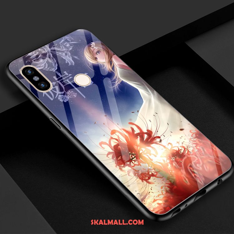 Xiaomi Mi 8 Skal Härdat Glas Mobil Telefon Kreativa Röd Blommor Fodral Köpa