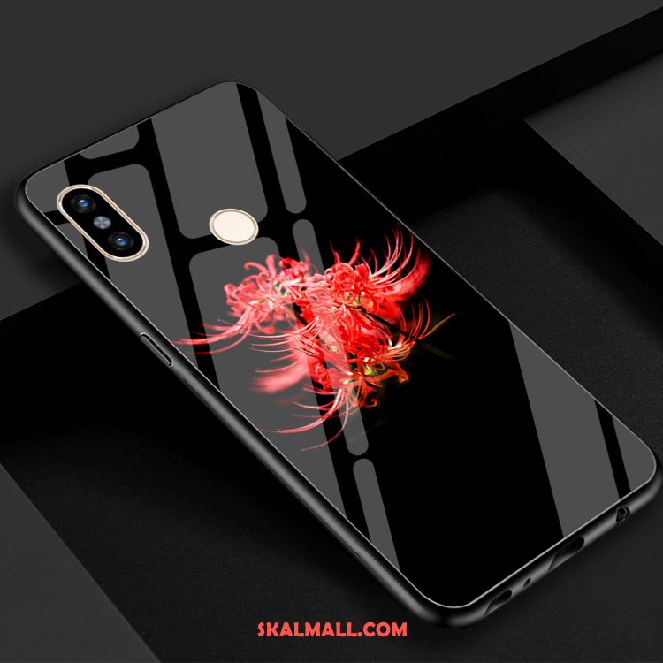 Xiaomi Mi 8 Skal Härdat Glas Mobil Telefon Kreativa Röd Blommor Fodral Köpa