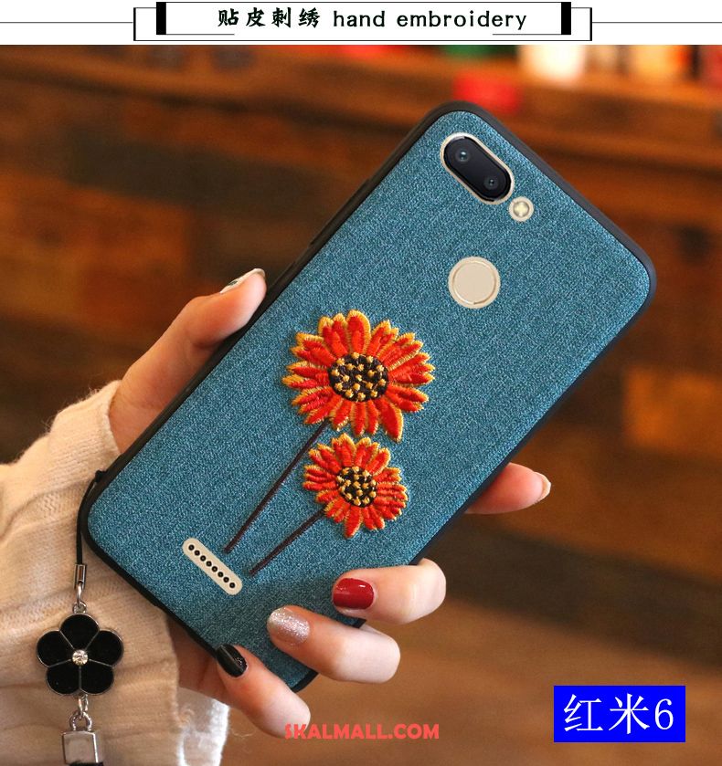 Xiaomi Redmi 6 Skal Mjuk Fallskydd Broderi Röd Net Red Billigt