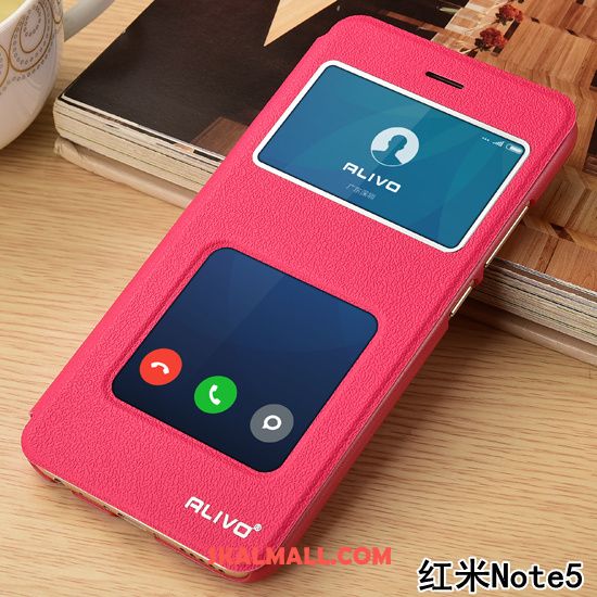Xiaomi Redmi Note 5 Skal Mörkblå Mobil Telefon Röd Läderfodral Clamshell Köpa