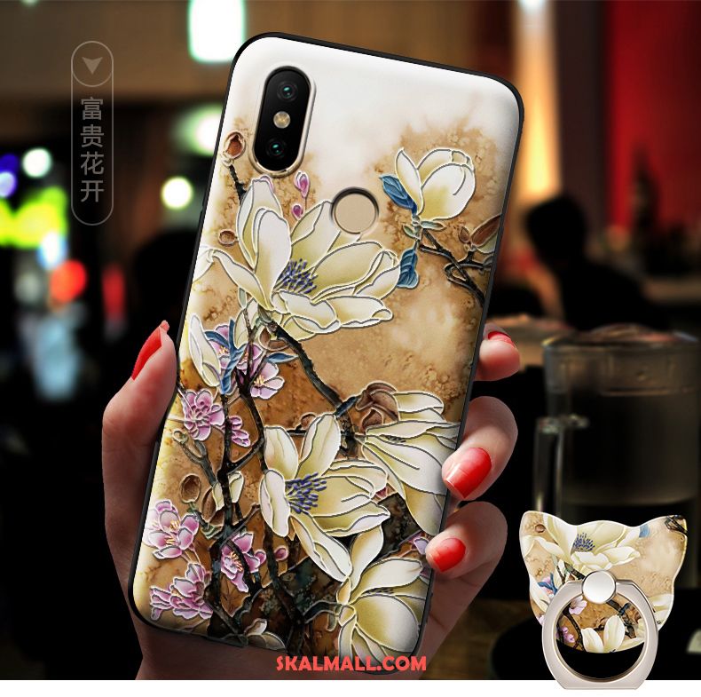 Xiaomi Redmi S2 Skal Röd Mjuk Blommor Nubuck All Inclusive Billig