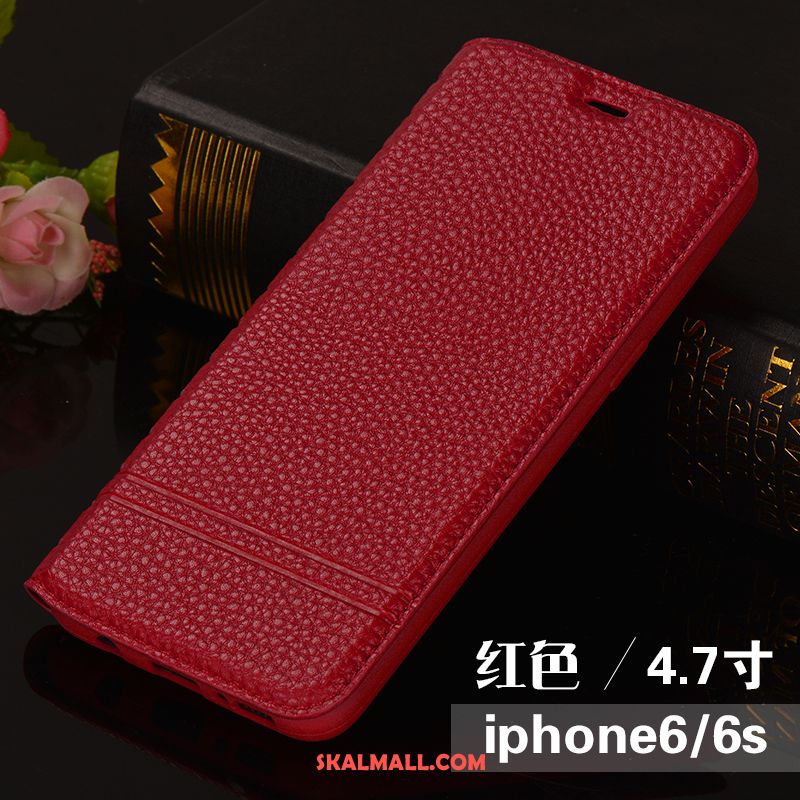 iPhone 6 / 6s Skal Fallskydd Röd Mjuk Läderfodral Mobil Telefon Online