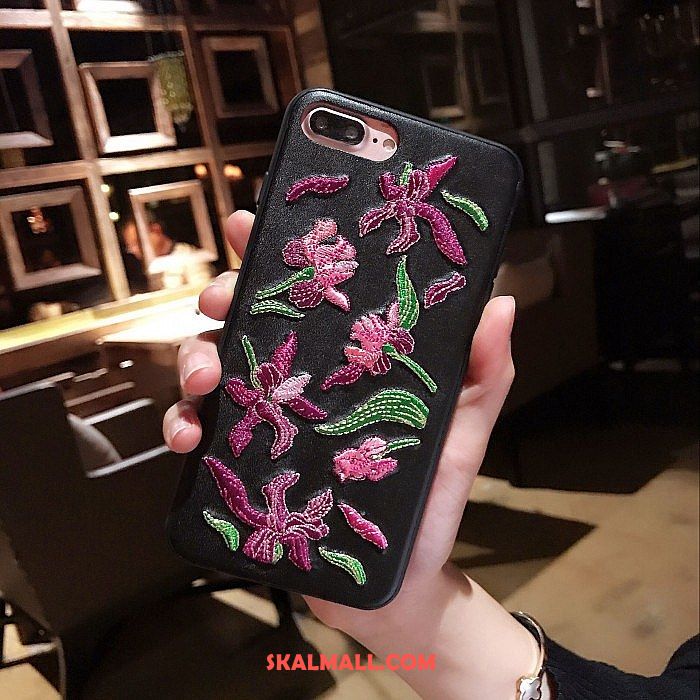 iPhone 8 Plus Skal Blommor Broderi Rose Mobil Telefon Grön Köpa