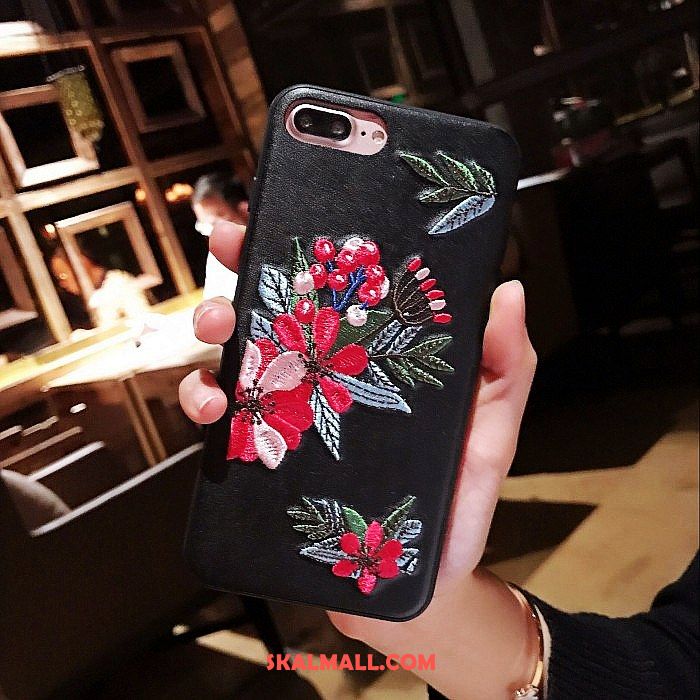 iPhone 8 Plus Skal Blommor Broderi Rose Mobil Telefon Grön Köpa