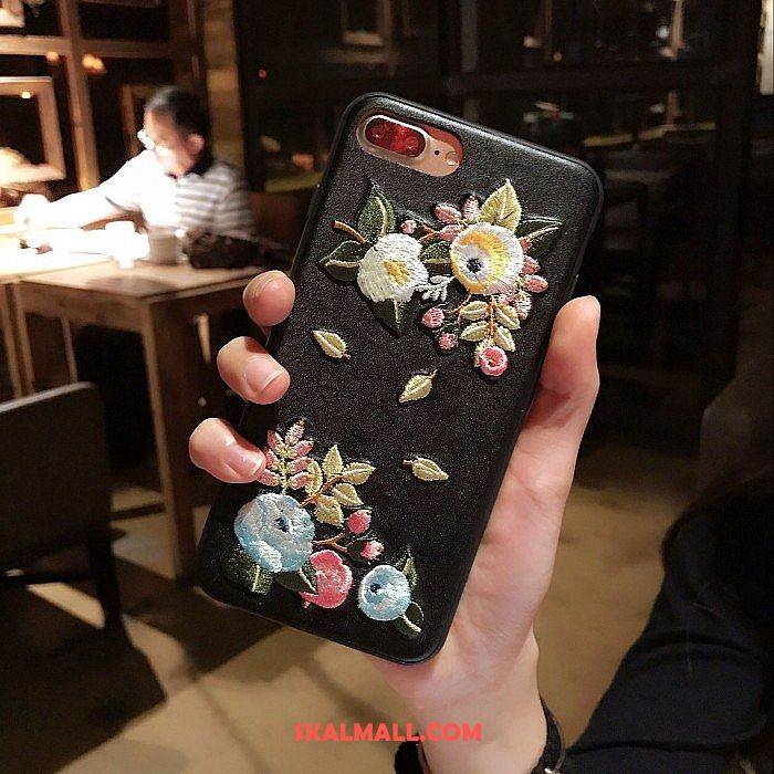 iPhone 8 Plus Skal Blommor Broderi Rose Mobil Telefon Grön Köpa