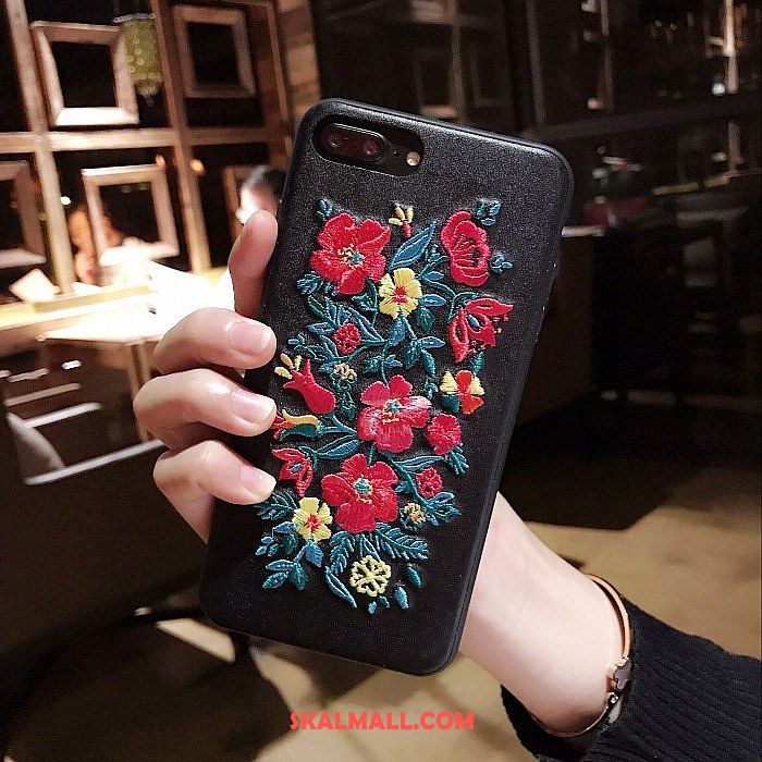 iPhone 8 Plus Skal Blommor Broderi Rose Mobil Telefon Grön Köpa