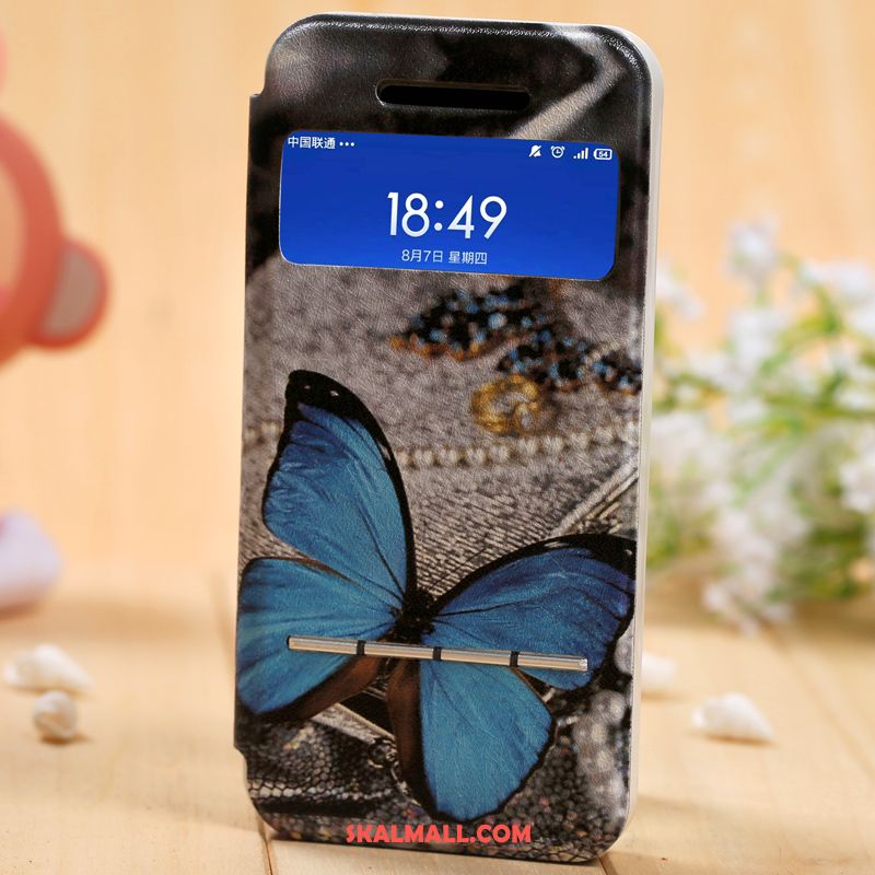 iPhone Se Skal Tecknat Fallskydd Mobil Telefon Läderfodral Ljusblå Billigt