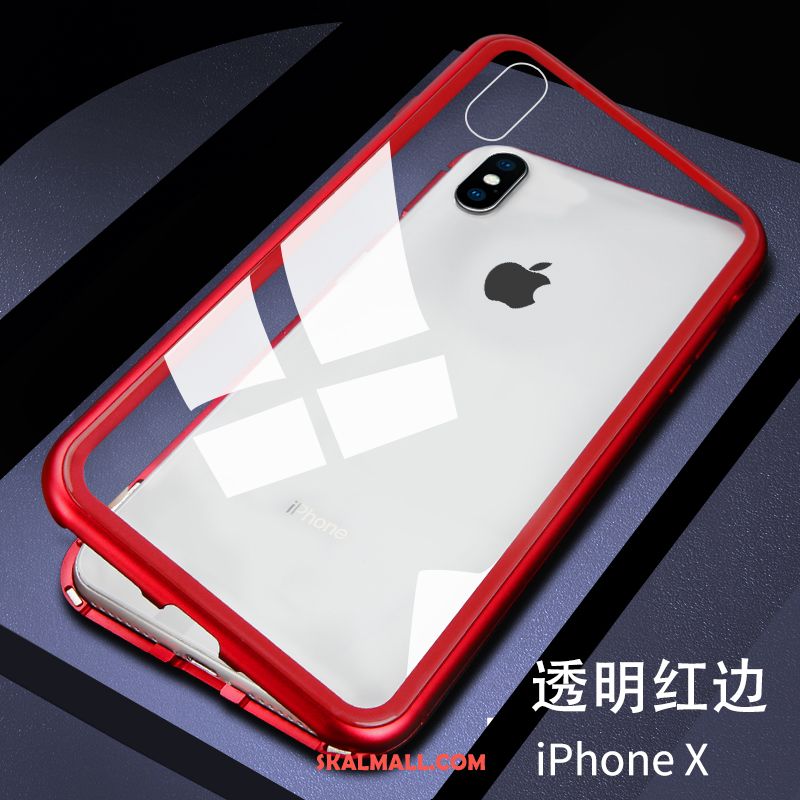 iPhone X Skal Net Red Mobil Telefon Metall Transparent Magnetic Billig