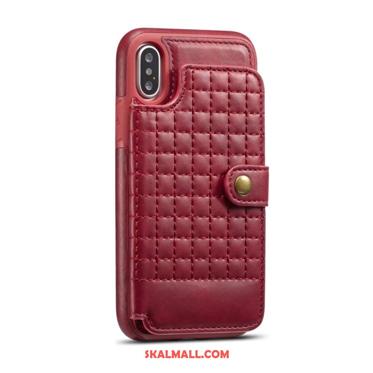 iPhone X Skal Plånbok Kort Väska Röd Mobil Telefon Läderfodral Online