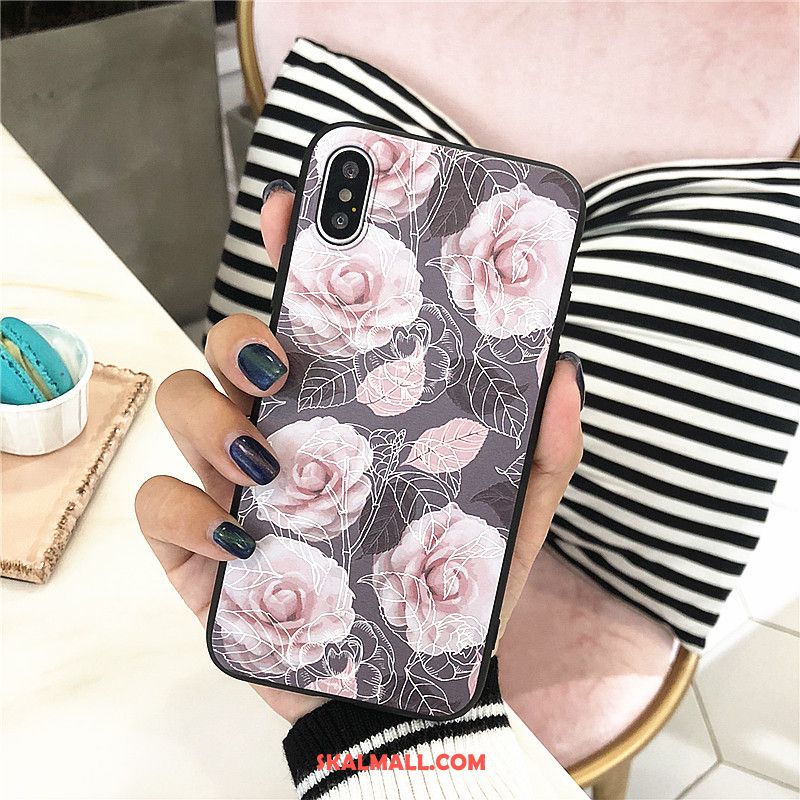 iPhone X Skal Rose Svart Mjuk Blommor All Inclusive Rea