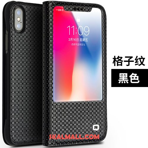 iPhone X Skal Täcka Business Äkta Läder Fallskydd Läderfodral Fodral Billigt