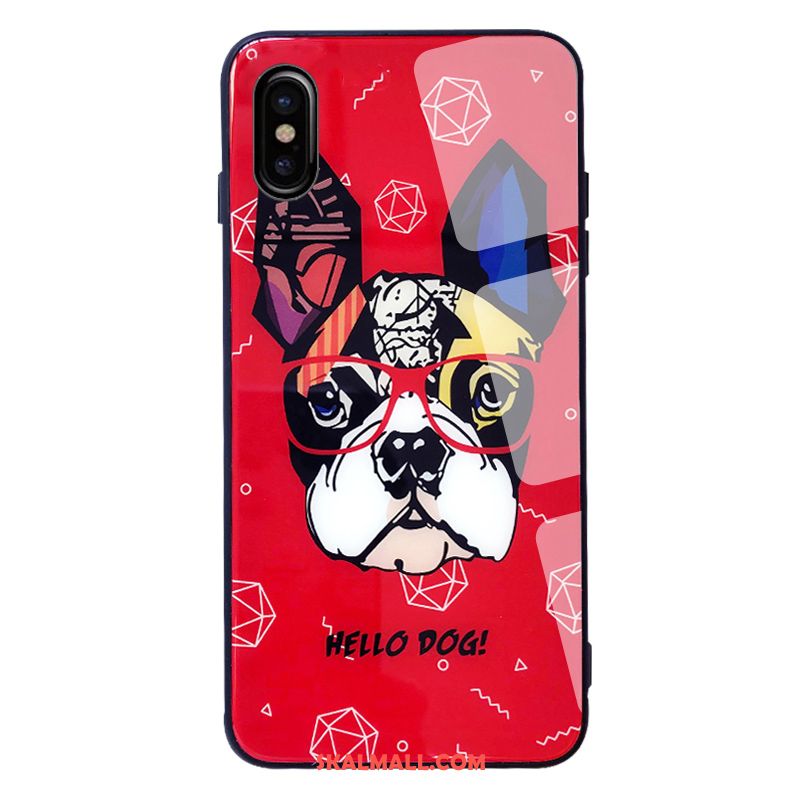 iPhone Xs Max Skal Hund Glas Mobil Telefon Net Red Trend Varumärke Fodral Rea