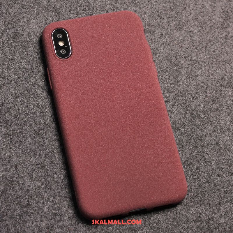 iPhone Xs Max Skal Mobil Telefon Enkel Nubuck Vinröd Fallskydd Fodral Till Salu