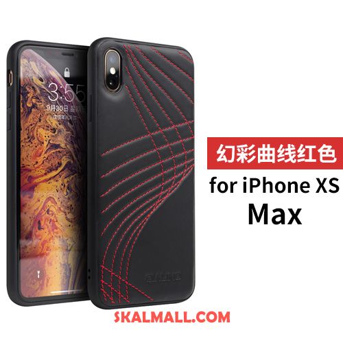 iPhone Xs Max Skal Mobil Telefon Personlighet Svart Kreativa Läderfodral Fodral Till Salu