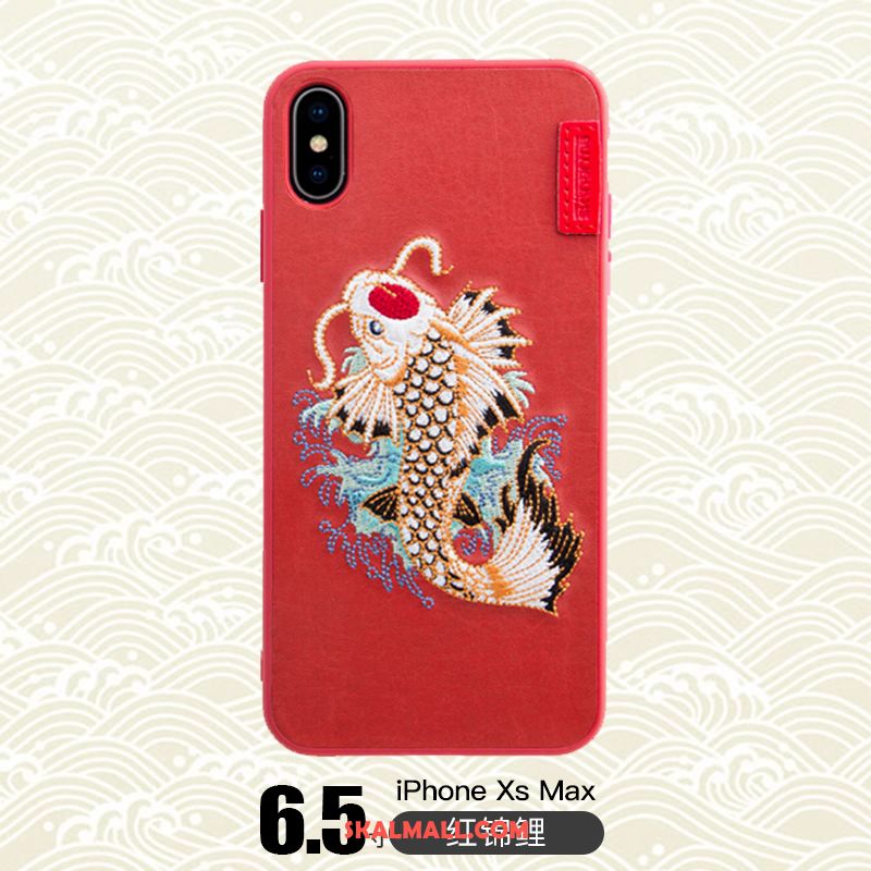 iPhone Xs Max Skal Trend Varumärke Mobil Telefon Broderi Kinesisk Drake Tiger Billigt