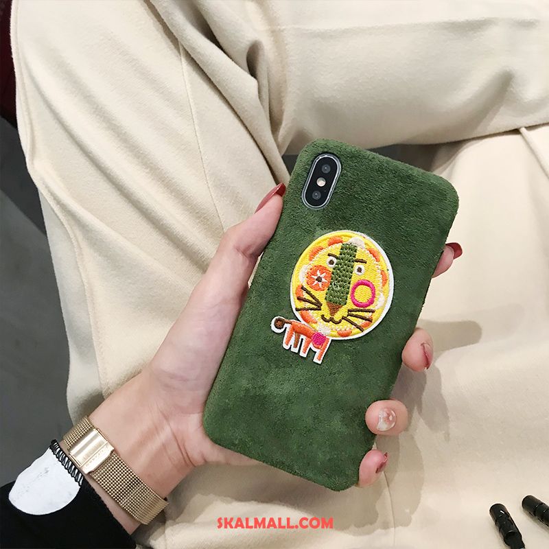 iPhone Xs Skal Tecknat Broderi Mjuk Mobil Telefon Flanell Till Salu