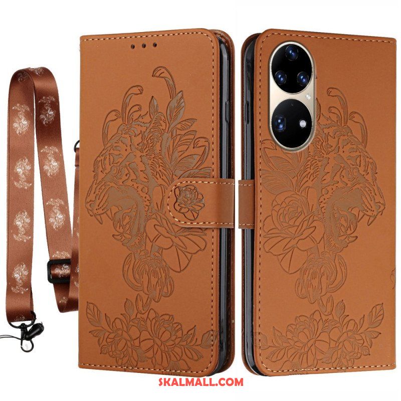 Fodral Huawei P50 Pro Med Kedjar Barock Strappy Tiger