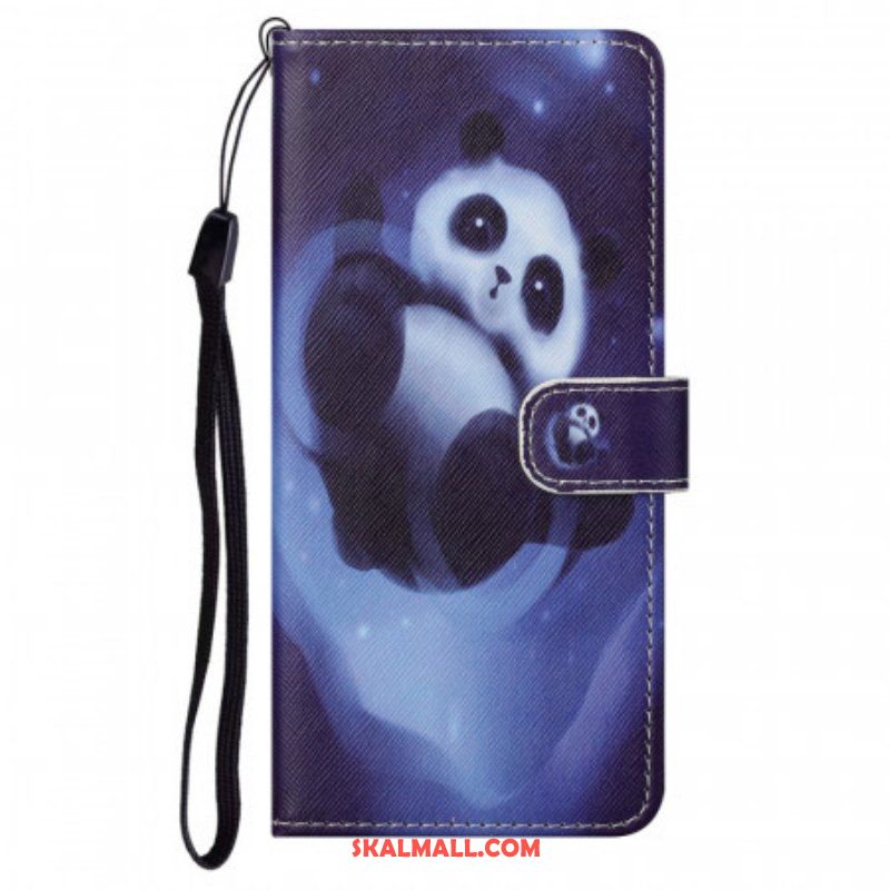 Fodral Moto G71 5G Med Kedjar Panda Space Med Lanyard