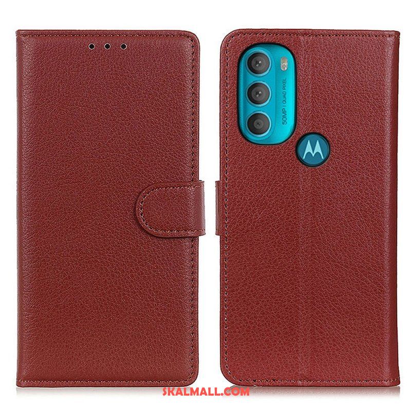 Fodral Moto G71 5G Traditionellt Litchi