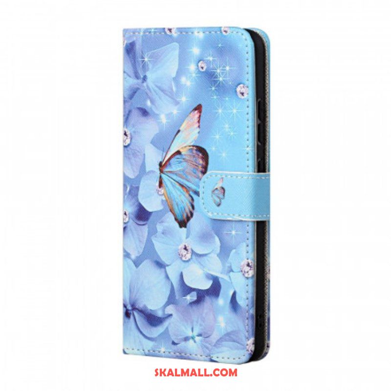 Fodral Samsung Galaxy A13 5G / A04s Med Kedjar Strappy Diamond Butterflies