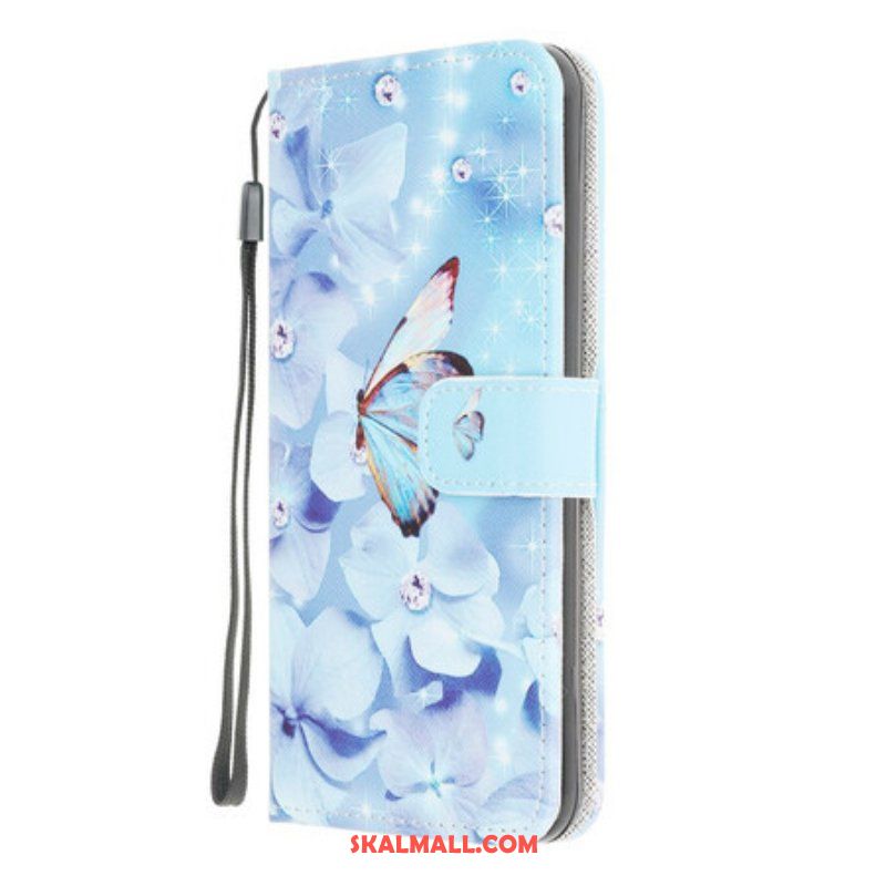 Fodral Samsung Galaxy M12 / A12 Med Kedjar Strappy Diamond Butterflies