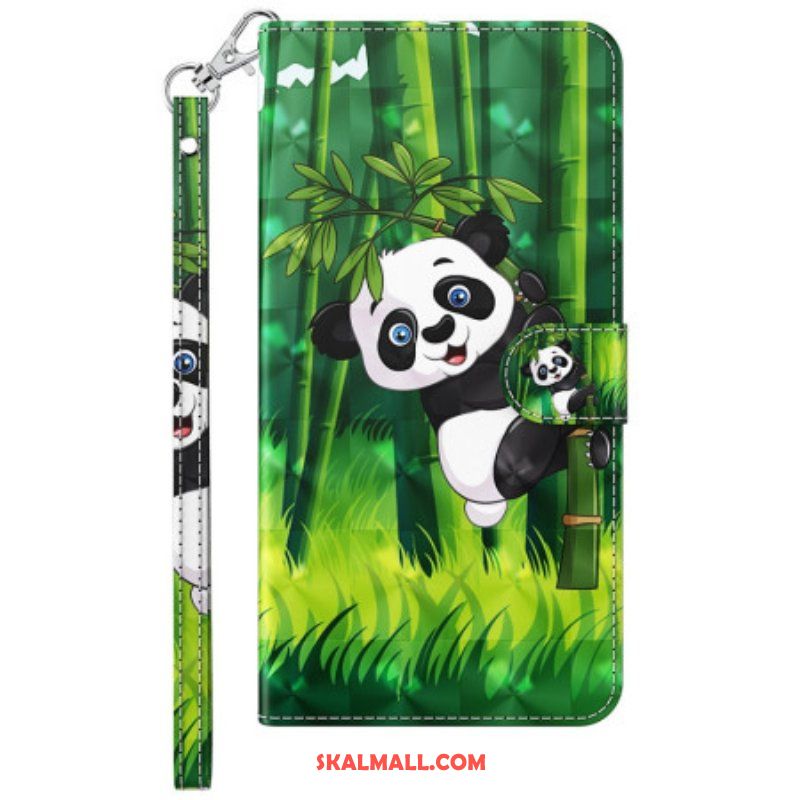 Fodral Samsung Galaxy M13 Panda Och Bambu Med Snodd