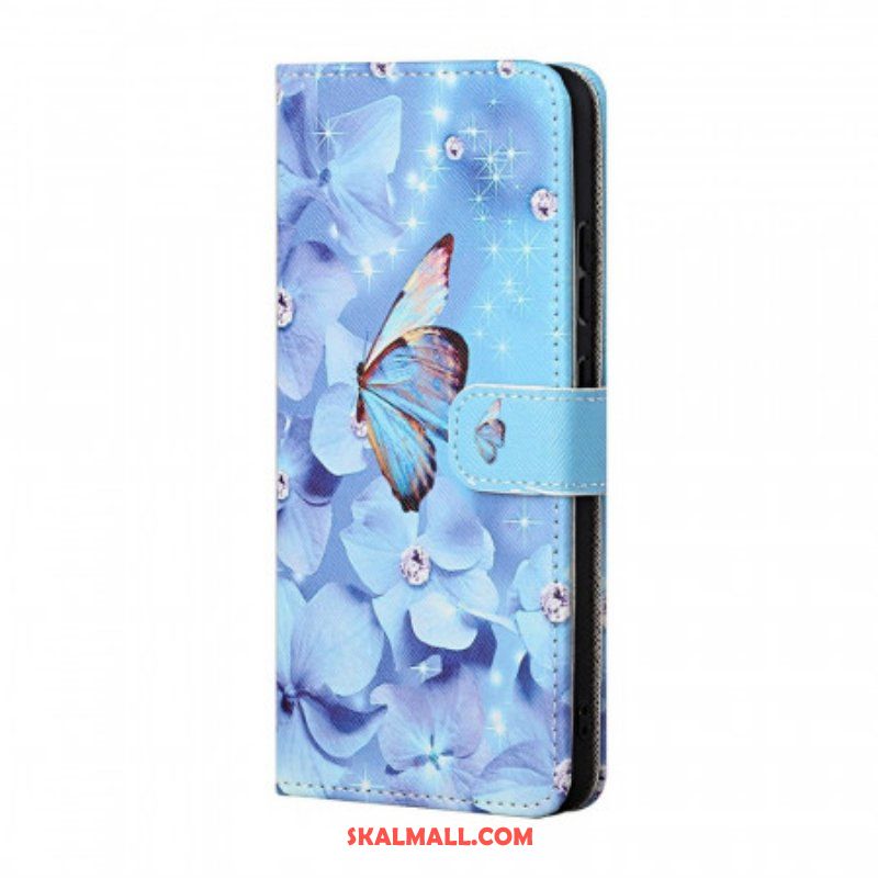 Fodral Samsung Galaxy M23 5G Med Kedjar Strappy Diamond Butterflies