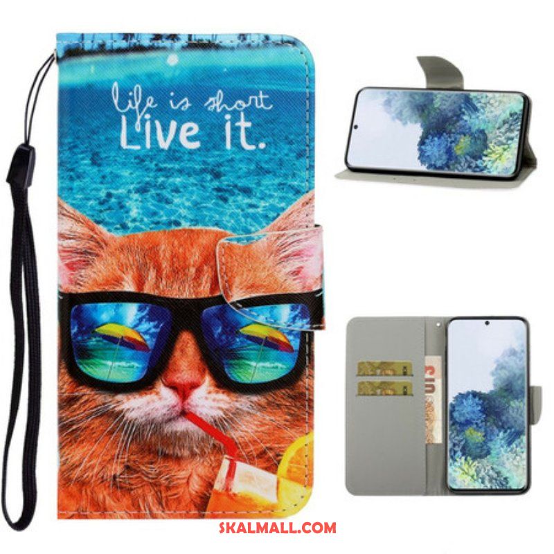 Fodral Samsung Galaxy S21 5G Med Kedjar Cat Live It Strappy