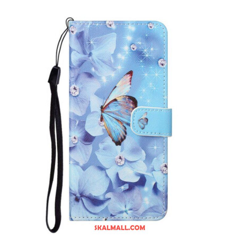Fodral Samsung Galaxy S21 5G Med Kedjar Strappy Diamond Butterflies